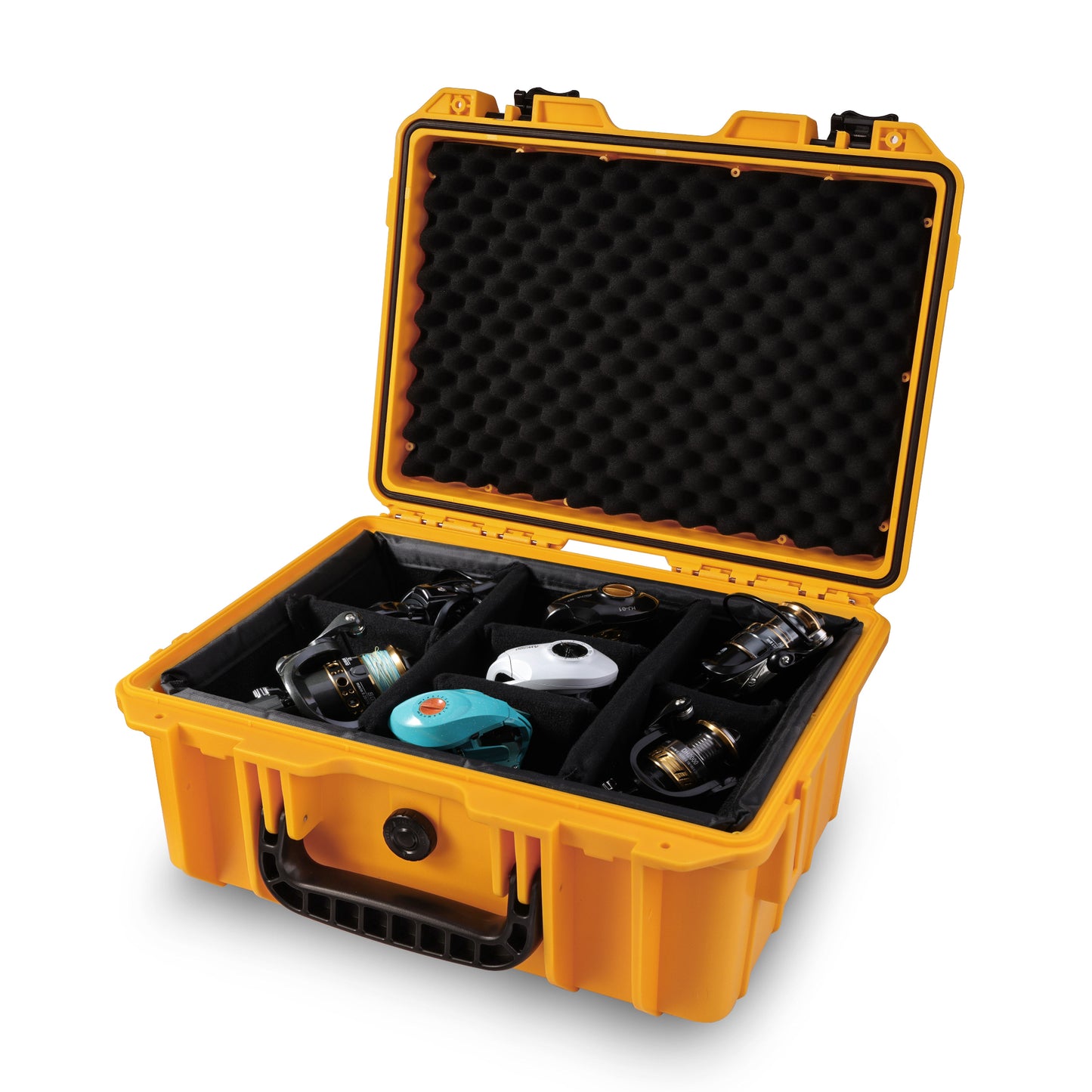 Winarm FishingReelCase #214-F9 9 Adjustable Slots, Holds 9 Spinning/Baitcasting Reels, Travel-Friendly