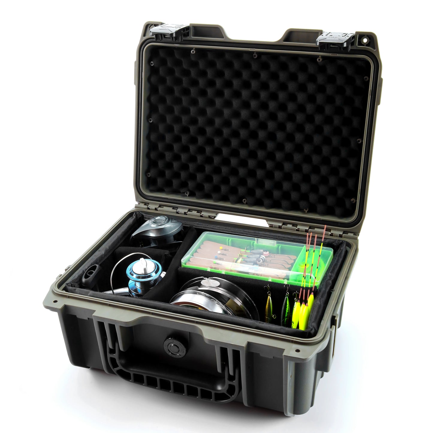 Winarm FishingReelCase #318-F6 6 Adjustable Slots, Holds 6 Spinning/Baitcasting Reels, Travel-Friendly
