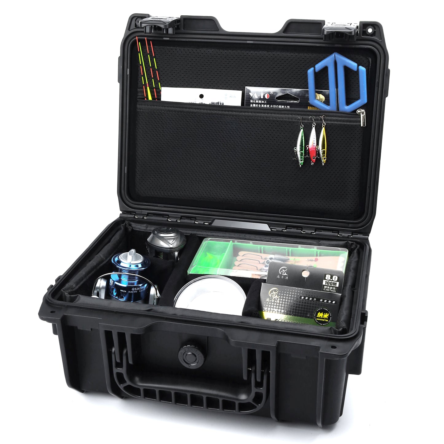 Winarm FishingReel Mesh PocketCase #318-F6W 6 Adjustable Slots, Holds 6 Spinning/Baitcasting Reels, Travel-Friendly