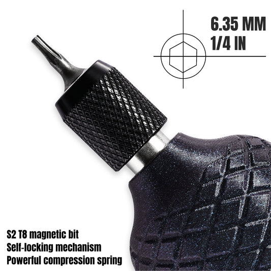 Eco-Friendly & Biodegradable！PLA Screwdriver Handle with Self-Locking Pop-Out Design · Compatible with 6.35mm Bits